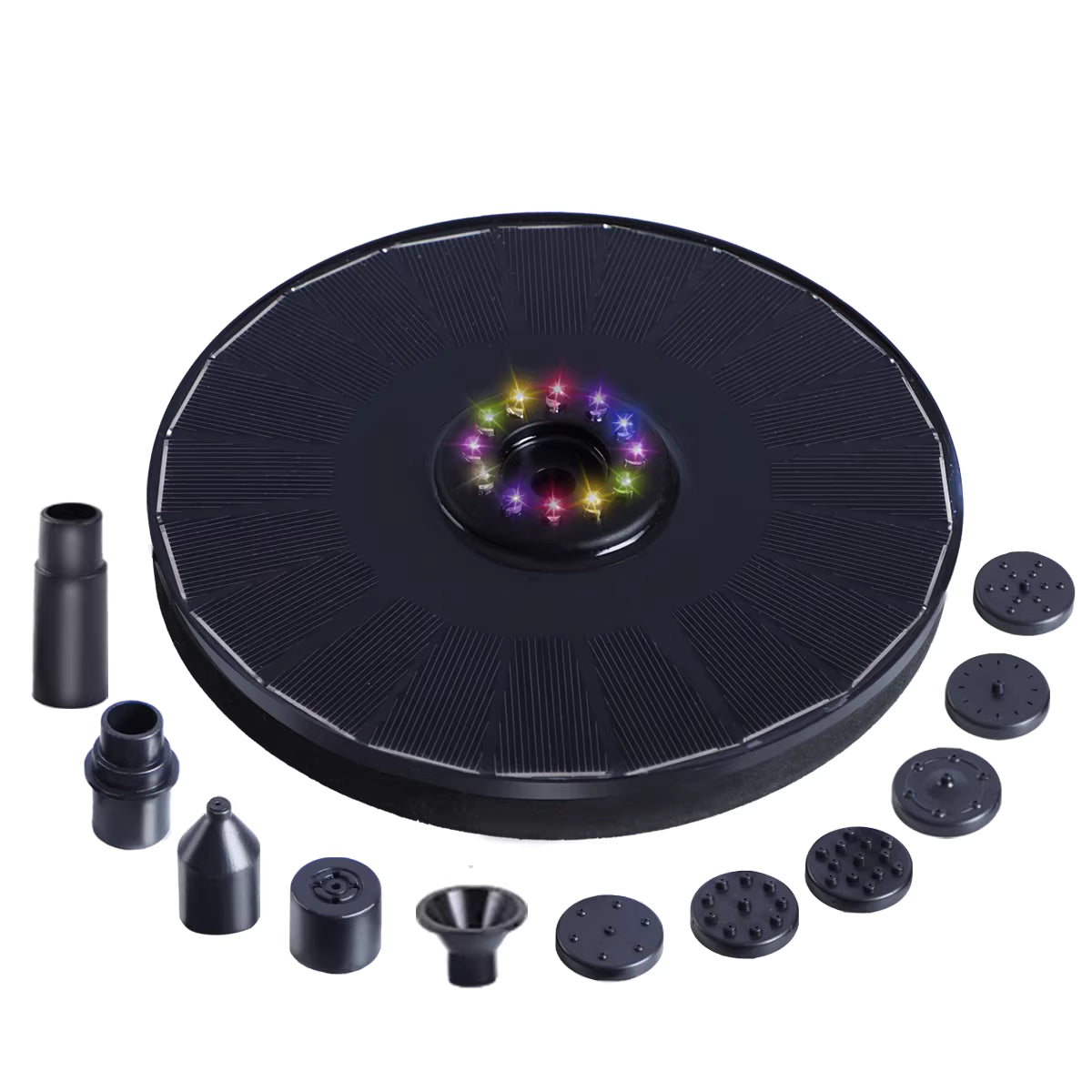 🎁Solar Fountain, Solar Powered Bird Bath Fountain Pump with 4 Nozzles 1.4W Solar Panel Kit Water Pump, Outdoor Watering Submersible Pump for Pond, Pool, Garden, Fish Tank