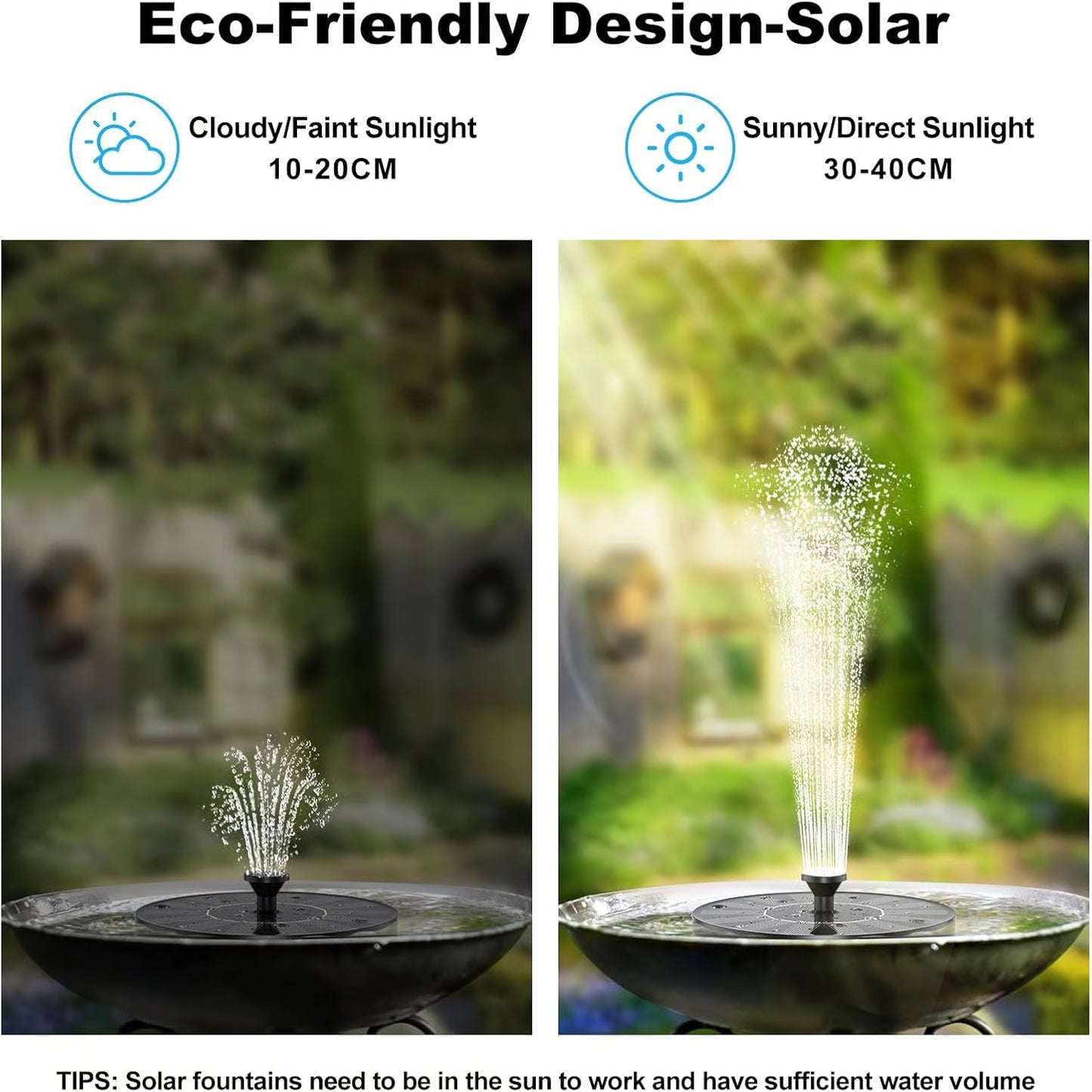 🎁Solar Fountain, Solar Powered Bird Bath Fountain Pump with 4 Nozzles 1.4W Solar Panel Kit Water Pump, Outdoor Watering Submersible Pump for Pond, Pool, Garden, Fish Tank