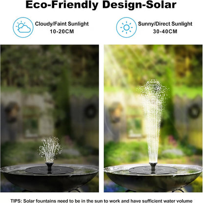 🎁Solar Fountain, Solar Powered Bird Bath Fountain Pump with 4 Nozzles 1.4W Solar Panel Kit Water Pump, Outdoor Watering Submersible Pump for Pond, Pool, Garden, Fish Tank