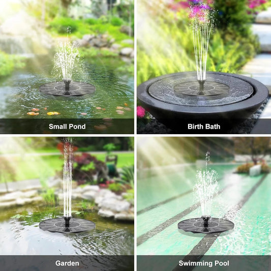 🎁Solar Fountain, Solar Powered Bird Bath Fountain Pump with 4 Nozzles 1.4W Solar Panel Kit Water Pump, Outdoor Watering Submersible Pump for Pond, Pool, Garden, Fish Tank