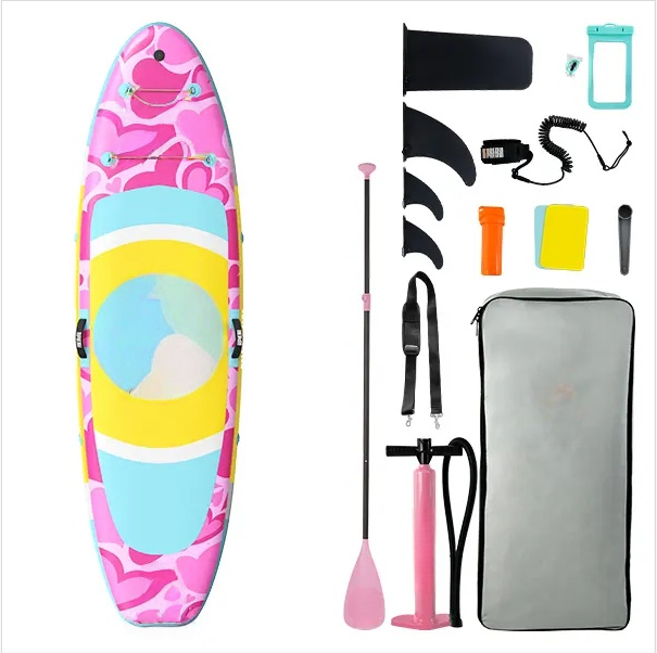 10-foot inflatable stand-up paddleboard, suitable for gliding yoga, equipped with a 33-inch stabilizer and full accessories, suitable for adults and teenagers, 3-year warranty.