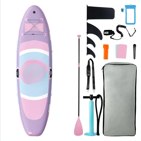 10-foot inflatable stand-up paddleboard, suitable for gliding yoga, equipped with a 33-inch stabilizer and full accessories, suitable for adults and teenagers, 3-year warranty.