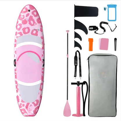 10-foot inflatable stand-up paddleboard, suitable for gliding yoga, equipped with a 33-inch stabilizer and full accessories, suitable for adults and teenagers, 3-year warranty.