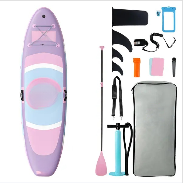 10-foot inflatable stand-up paddleboard, suitable for gliding yoga, equipped with a 33-inch stabilizer and full accessories, suitable for adults and teenagers, 3-year warranty.